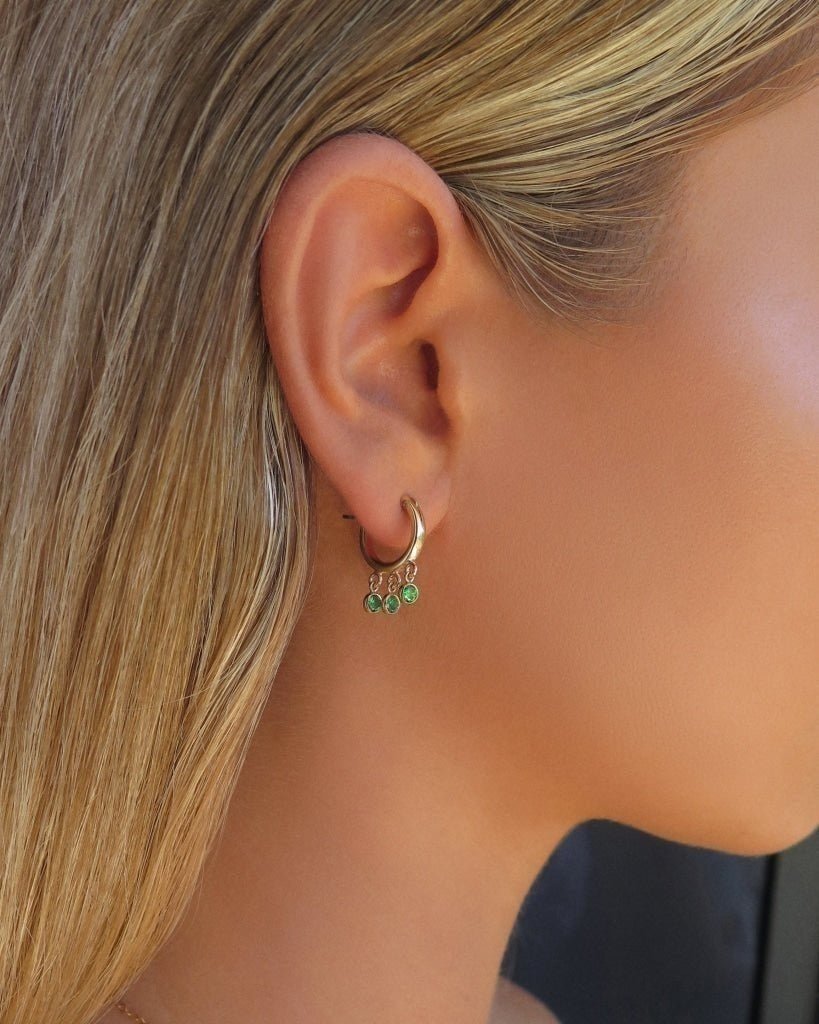 EMERALD CZ SHAKER HOOP EARRINGS- 14k Yellow Gold Fill - The Littl - Earrings