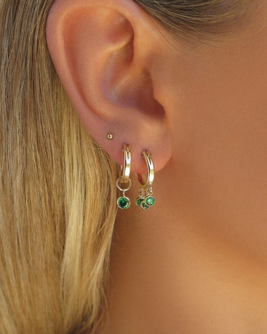 EMERALD CZ SHAKER HOOP EARRINGS- 14k Yellow Gold Fill - The Littl - Earrings