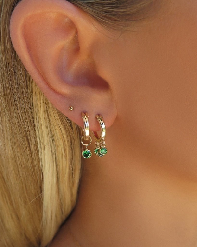 EMERALD CZ SHAKER HOOP EARRINGS- 14k Yellow Gold Fill - The Littl - Earrings