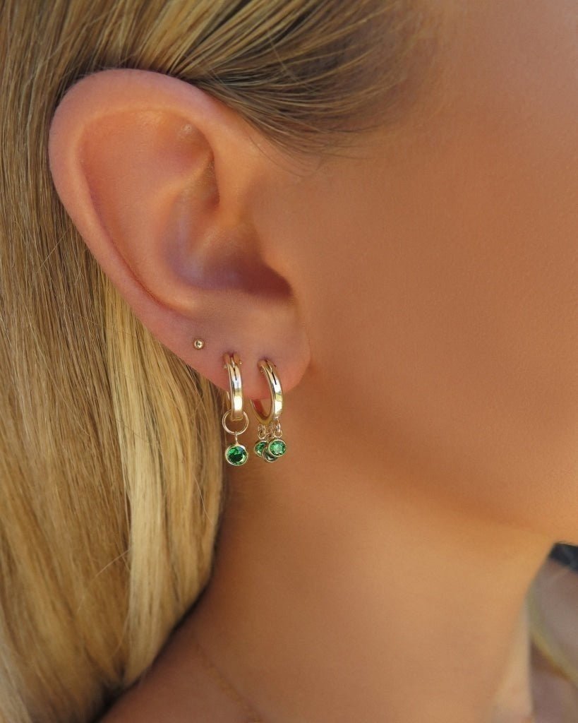 EMERALD CZ SHAKER HOOP EARRINGS- 14k Yellow Gold Fill - The Littl - Earrings