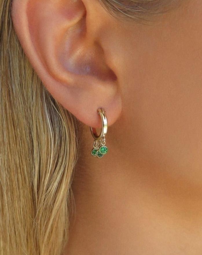 EMERALD CZ SHAKER HOOP EARRINGS- 14k Yellow Gold Fill - The Littl - Earrings