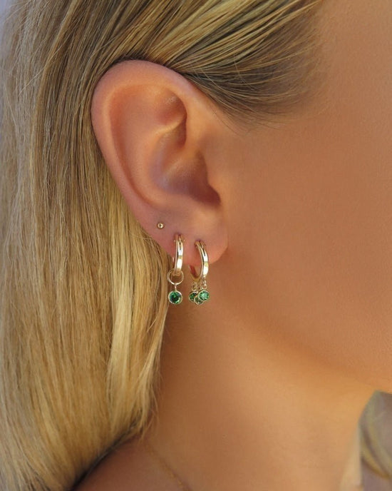 EMERALD CZ SHAKER HOOP EARRINGS- 14k Yellow Gold Fill - The Littl - Earrings