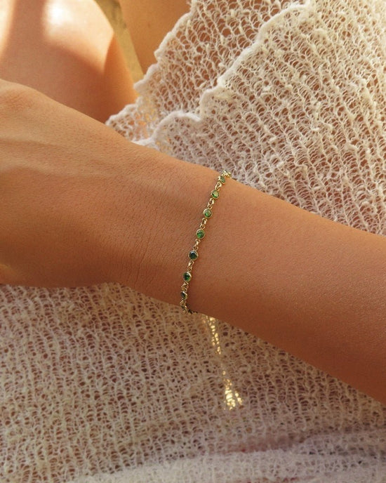 EMERALD CZ TENNIS BRACELET - 14k Yellow Gold Fill - The Littl - 14k Yellow Gold Fill - 16cm Bracelets