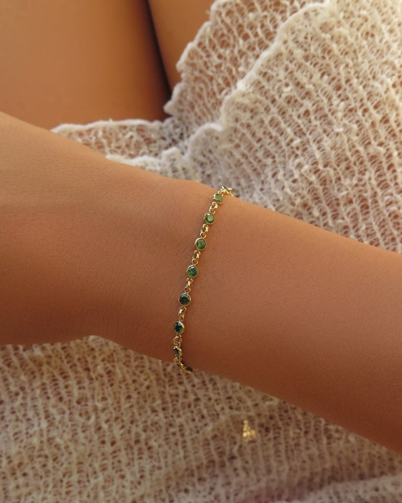 EMERALD CZ TENNIS BRACELET - 14k Yellow Gold Fill - The Littl - 14k Yellow Gold Fill - 16cm Bracelets