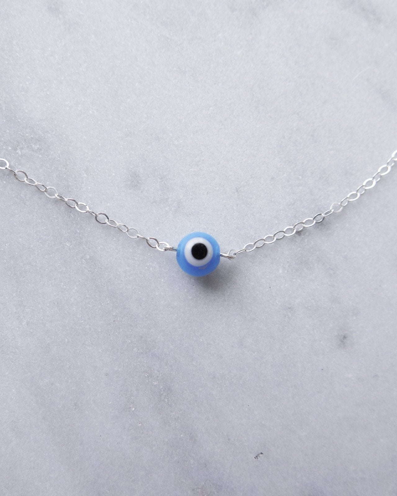 EVIL EYE NECKLACE- Sterling Silver - The Littl - Classic Chain - 37cm (choker)