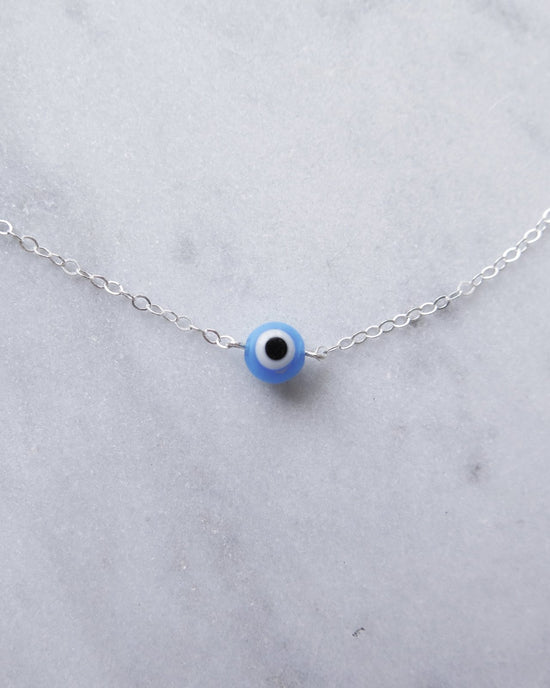 Load image into Gallery viewer, EVIL EYE NECKLACE- Sterling Silver - The Littl - Classic Chain - 37cm (choker)
