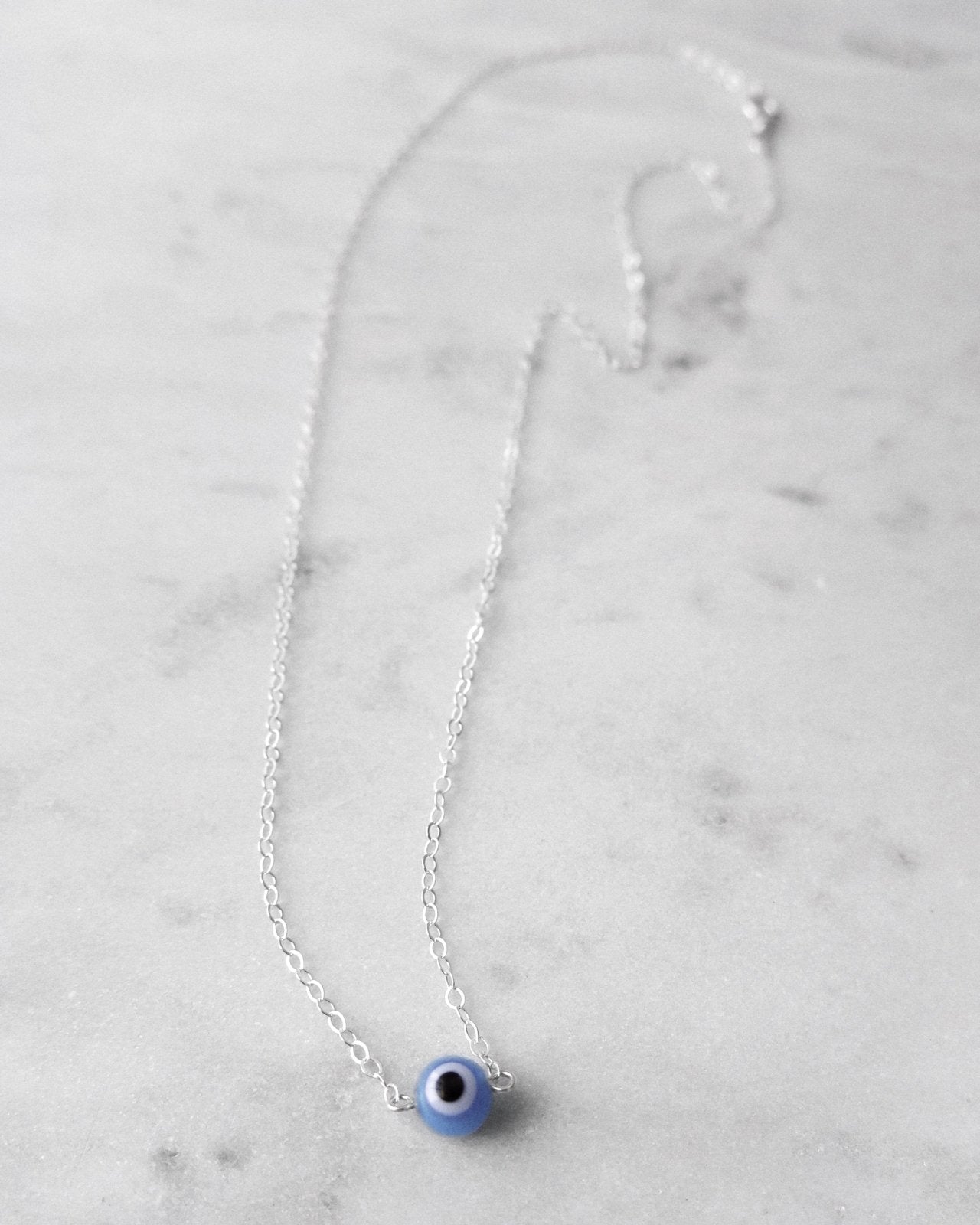 EVIL EYE NECKLACE- Sterling Silver - The Littl - Classic Chain - 37cm (choker)