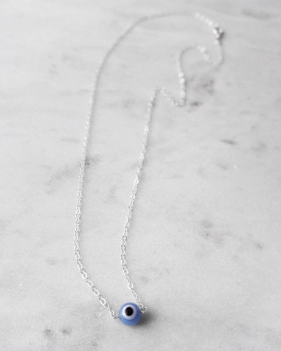 EVIL EYE NECKLACE- Sterling Silver - The Littl - Classic Chain - 37cm (choker)