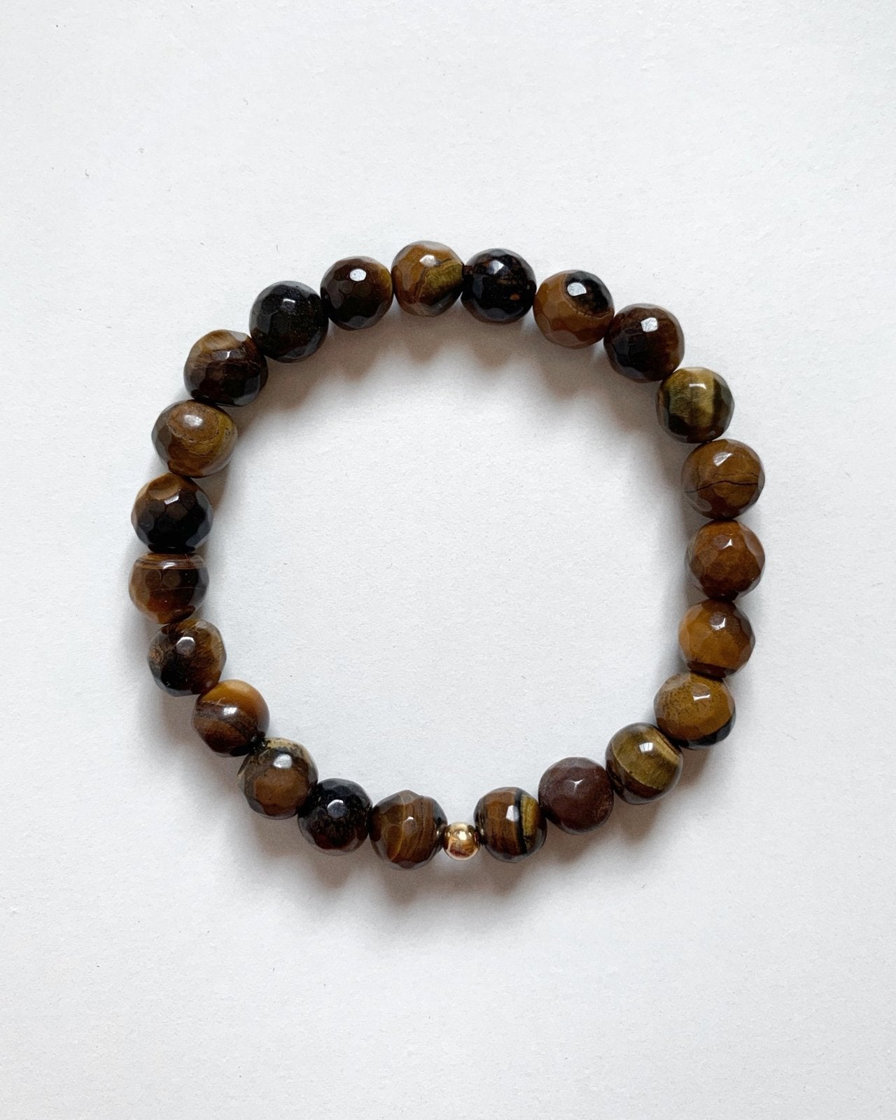 FACETED TIGER EYE BRACELET - The Littl - 14k Yellow Gold Fill - 16cm (S)