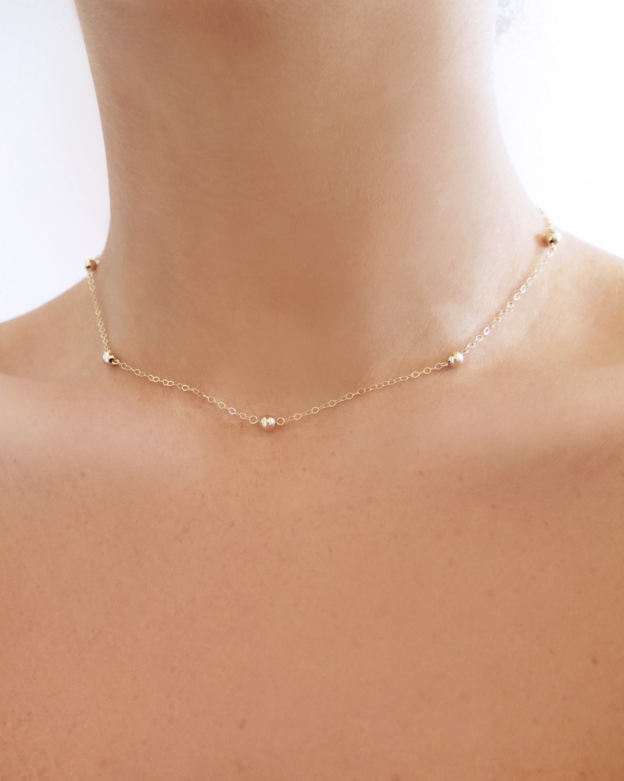 Five Bead Necklace - 14k Rose Gold-Filled - Hypoallergenic & Waterproof | The Littl