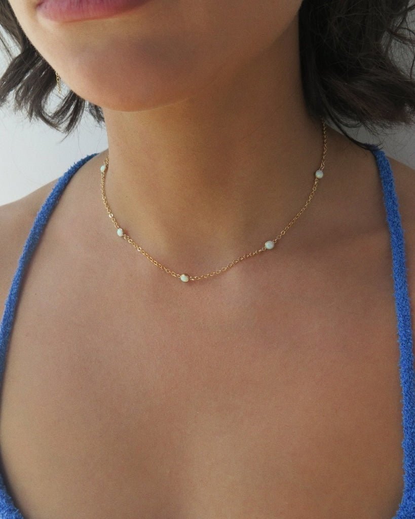 FIVE BELLO OPAL NECKLACE- 14k Yellow Gold Fill - The Littl - Deluxe Chain - 14k Yellow Gold Fill Necklaces