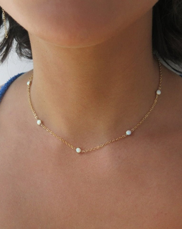 FIVE BELLO OPAL NECKLACE- 14k Yellow Gold Fill - The Littl - Deluxe Chain - 14k Yellow Gold Fill Necklaces