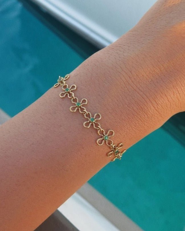 FLOWER CZ BRACELET - 14k Yellow Gold - The Littl - 14k Yellow Gold Fill - 16cm Bracelets