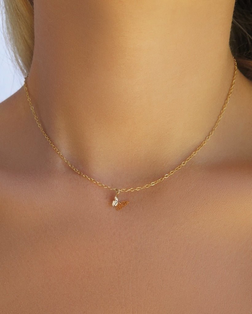 FLYING BUTTERFLY NECKLACE- 14k Yellow Gold Fill - The Littl - Deluxe Chain - 39cm Necklaces