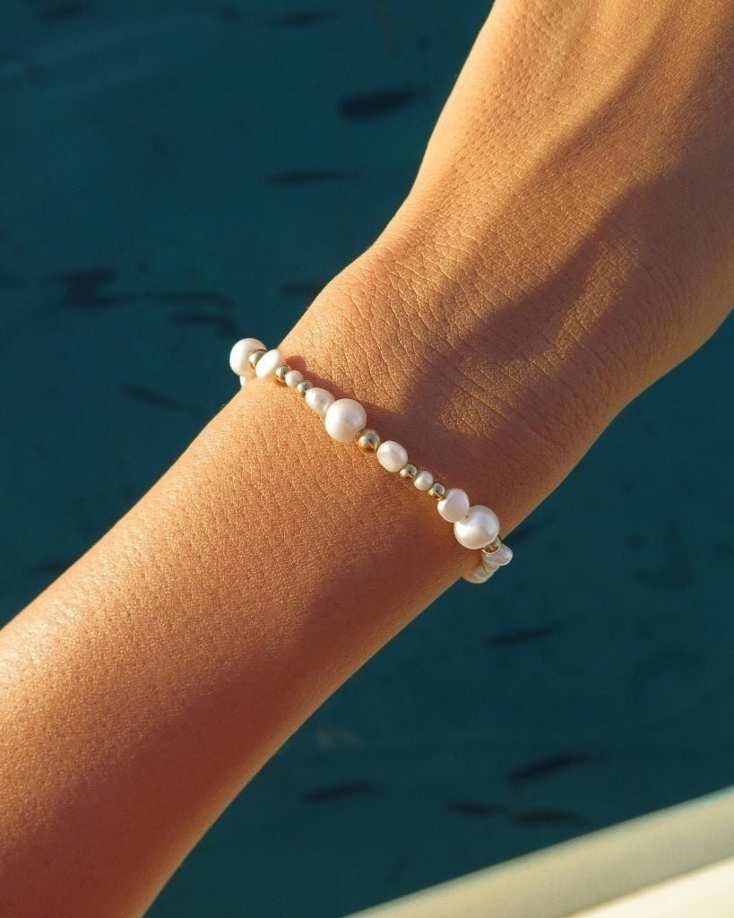 FRESHWATER PEARL BEADED MIX BRACELET - The Littl - 14k Yellow Gold Fill - 16cm Bracelets