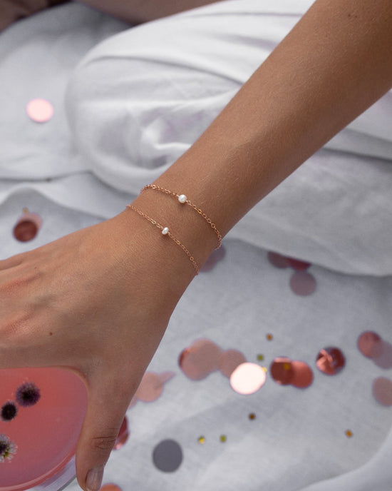 MASTOLONI - 14K Rose Gold 5.5-6MM Pink Round Freshwater Pearl Bracelet 7.5  Inches |