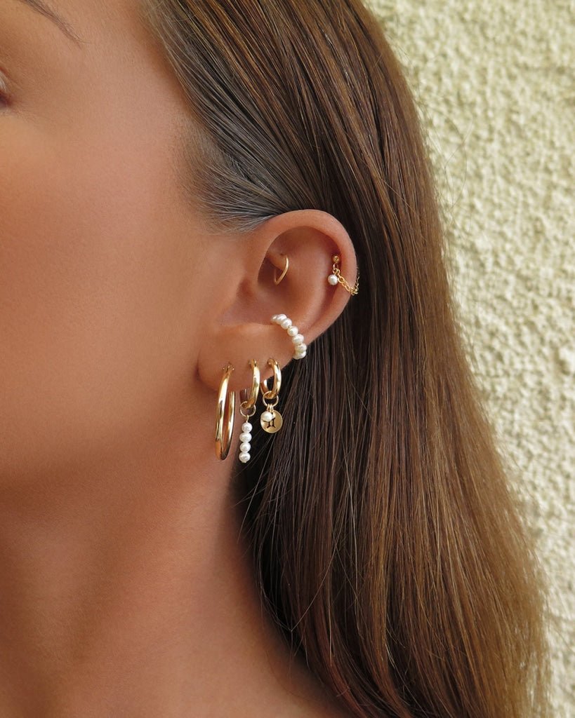 FRESHWATER PEARL CHAIN HELIX PIERCING - The Littl - 14k Yellow Gold Fill - Deluxe Chain