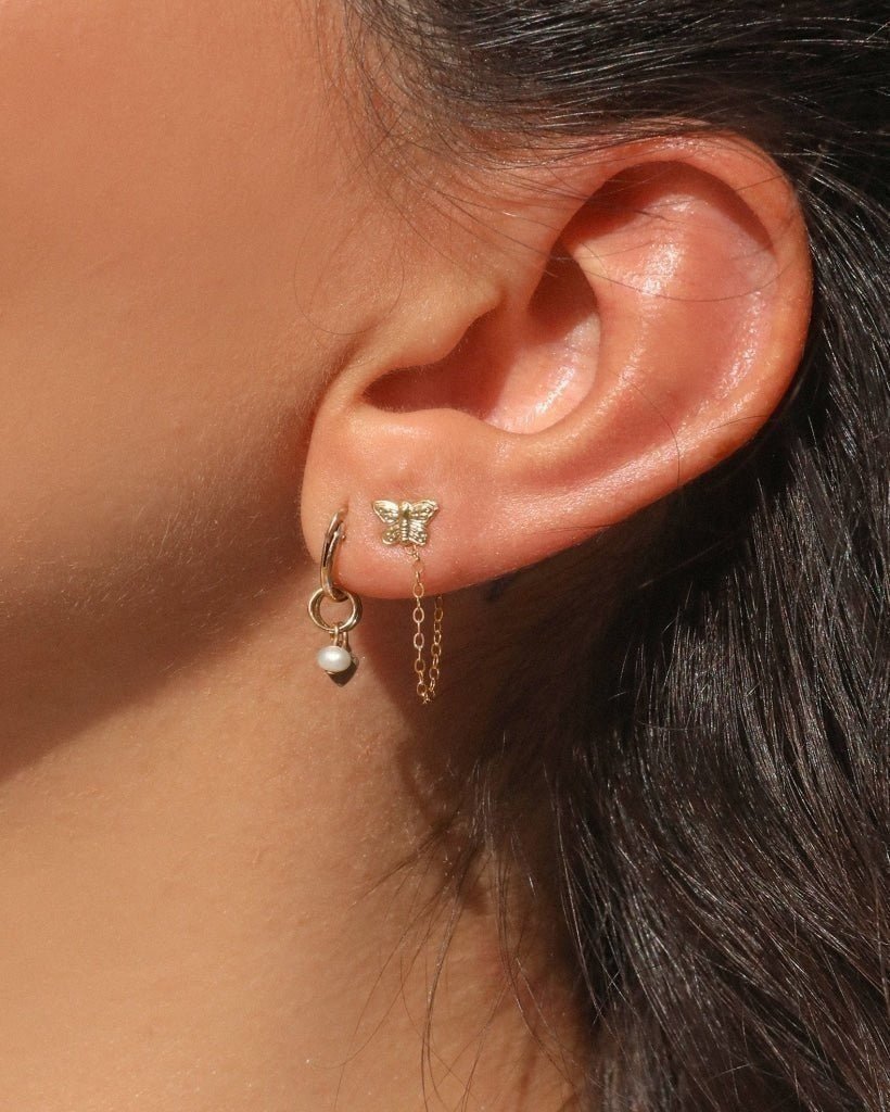 FRESHWATER PEARL HEART MINI HOOP EARRINGS The Littl A 114.99 A