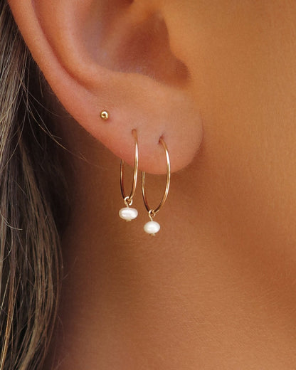 SELECT YOUR FREE GIFT: Freshwater Pearl Hoop Earrings - 14k Gold-Filled - Australian Jewellery | The Littl