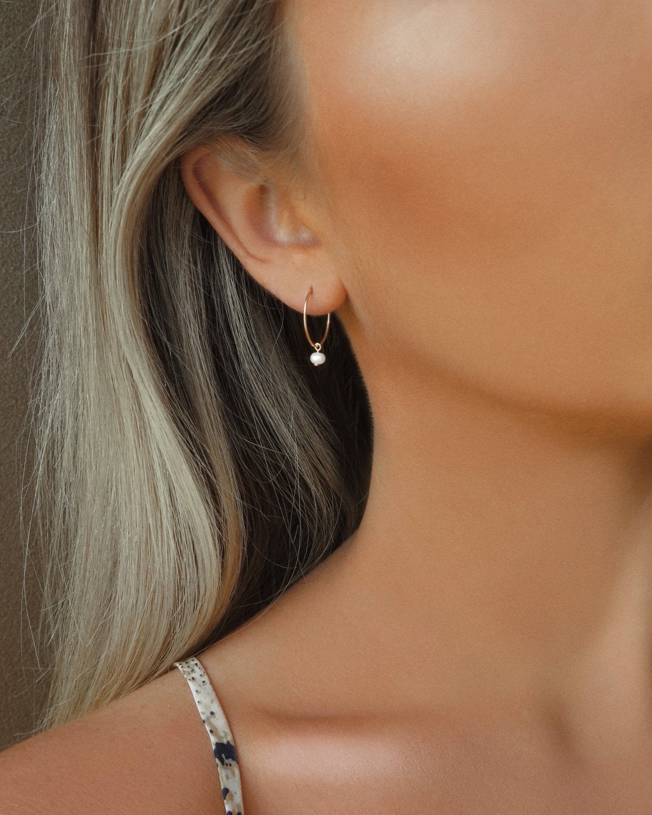 FRESHWATER PEARL HOOP EARRINGS- 14k Yellow Gold - The Littl - -