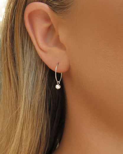 SELECT YOUR FREE GIFT: Freshwater Pearl Hoop Earrings - Everyday Invisible - Sterling Silver | The Littl Australia