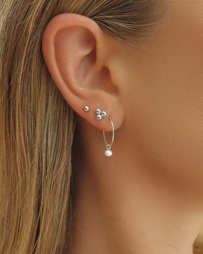 Freshwater Pearl Hoop Earrings - Sterling Silver - Waterproof & Tarnish-Resistant | The Littl