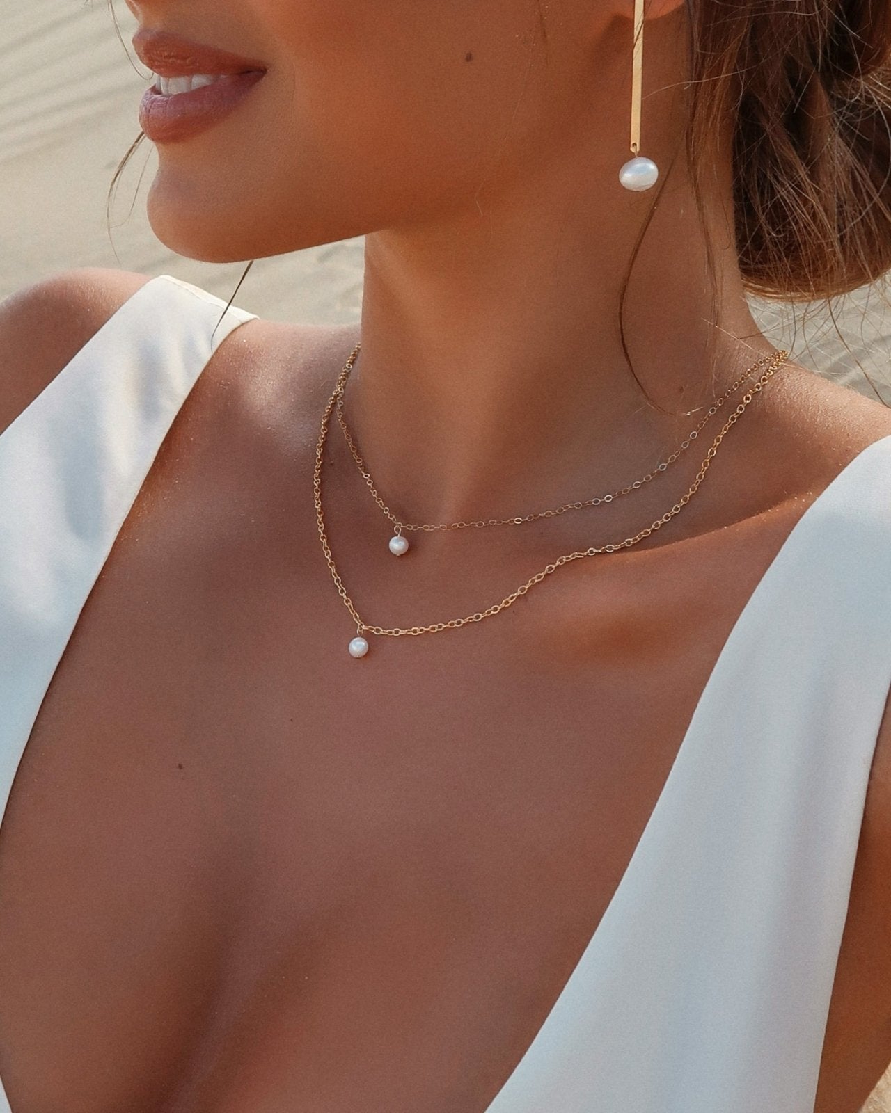 FRESHWATER PEARL NECKLACE - The Littl - Deluxe Chain - 14k Yellow Gold Fill