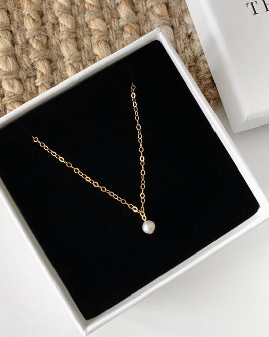 FRESHWATER PEARL NECKLACE - The Littl - Deluxe Chain - 14k Yellow Gold Fill