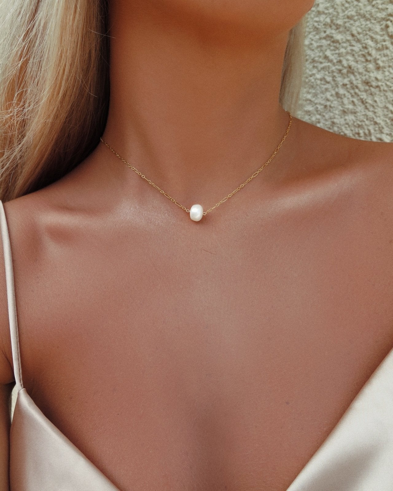 FRESHWATER PEARL NECKLACE SET (10% off) - The Littl - 14k Yellow Gold Fill - 37cm (choker)