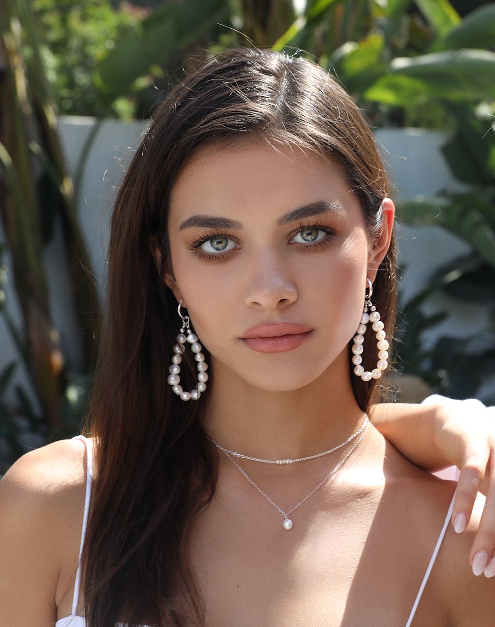 FRESHWATER PEARL TEARDROP HOOP EARRINGS- Sterling Silver - The Littl - -