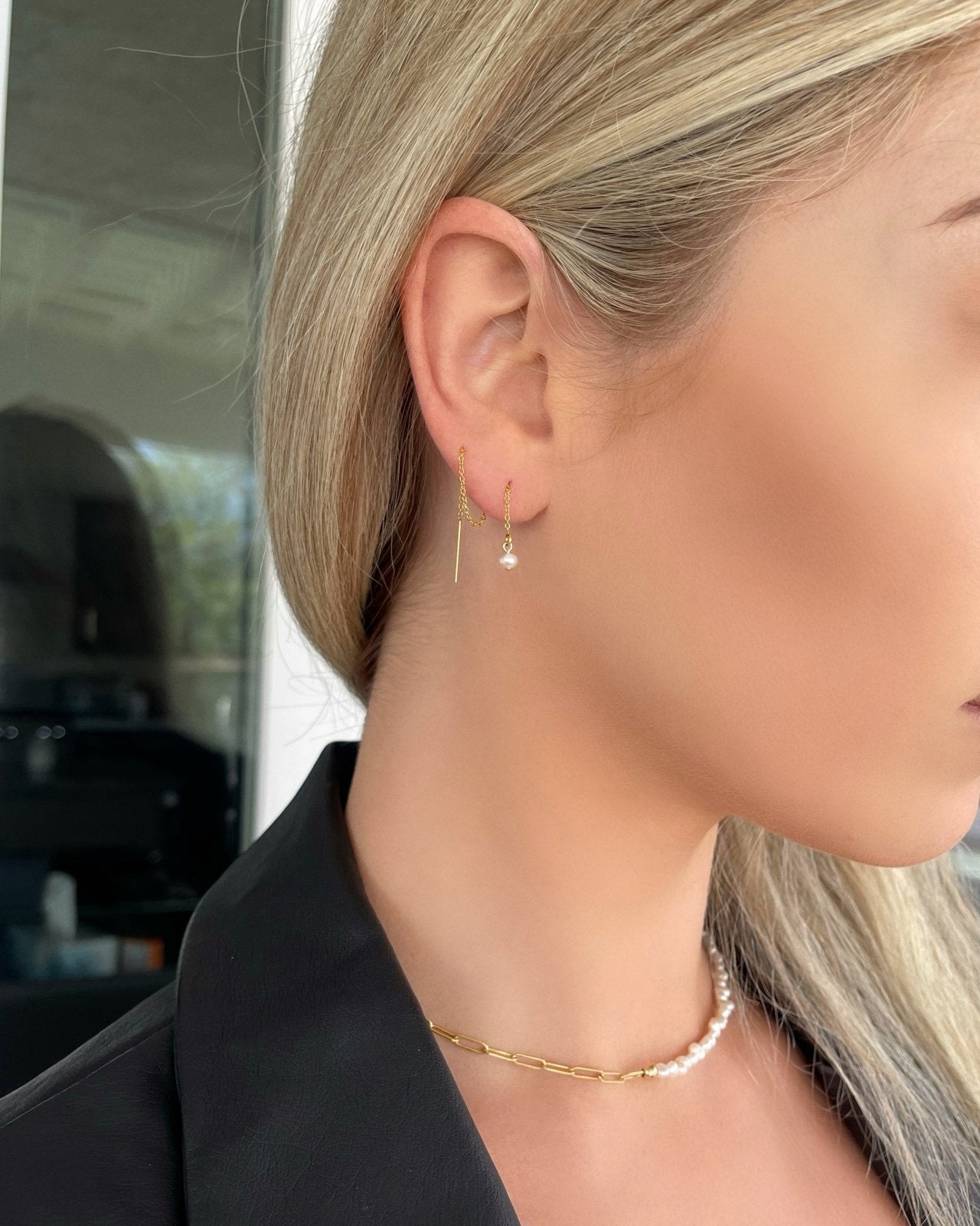 FRESHWATER PEARL THREADER EARRINGS The Littl A 119.99 A 124.99