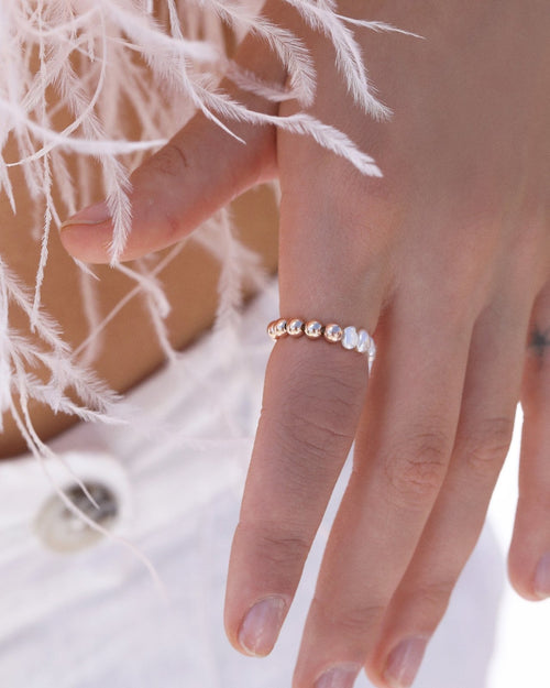 Half Freshwater Pearl Beaded Ring - 14k Rose Gold Fill
