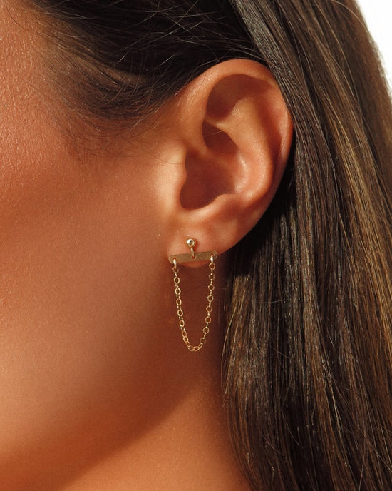 Load image into Gallery viewer, HANGING CHAIN EARRINGS - The Littl - 14k Yellow Gold Fill -
