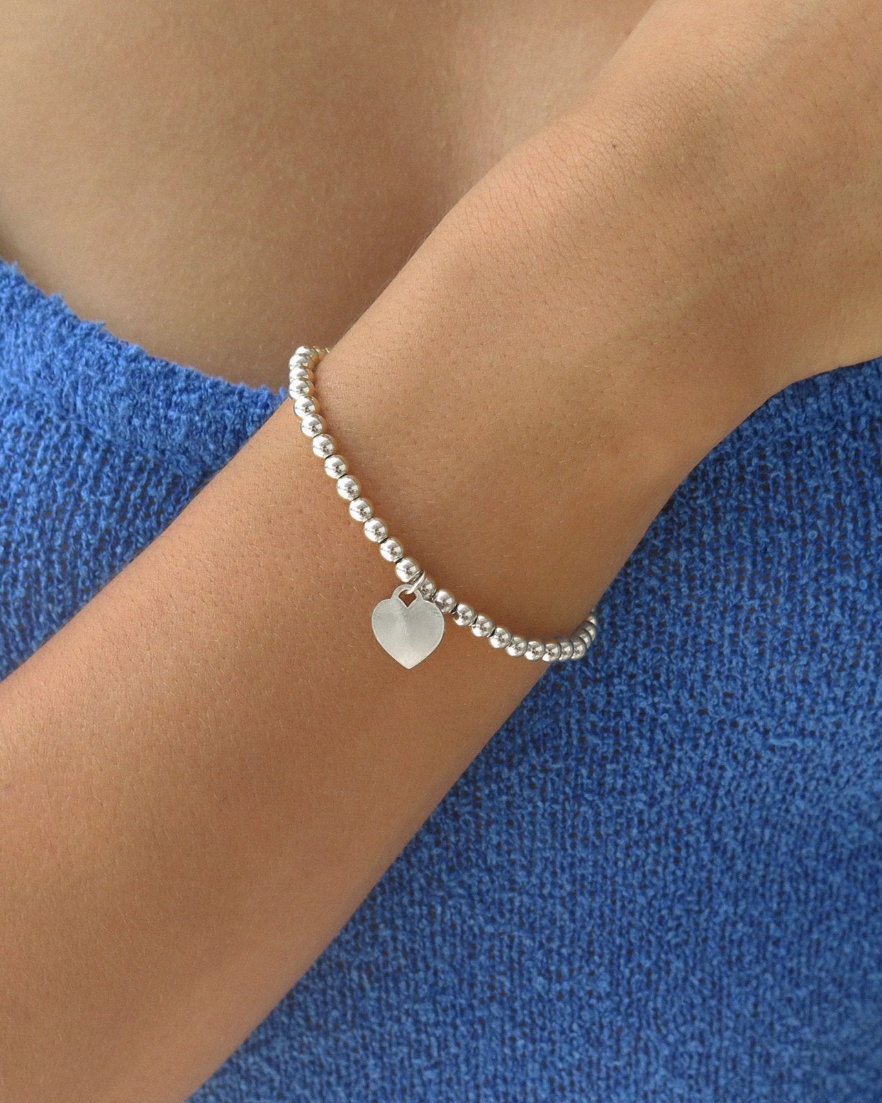 HEART LARGE BEADED BRACELET- Sterling Silver - The Littl - 16cm - No Bracelets