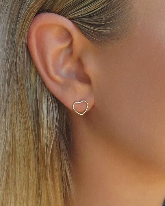 Heart Stud Earrings - 14k Yellow Gold Fill