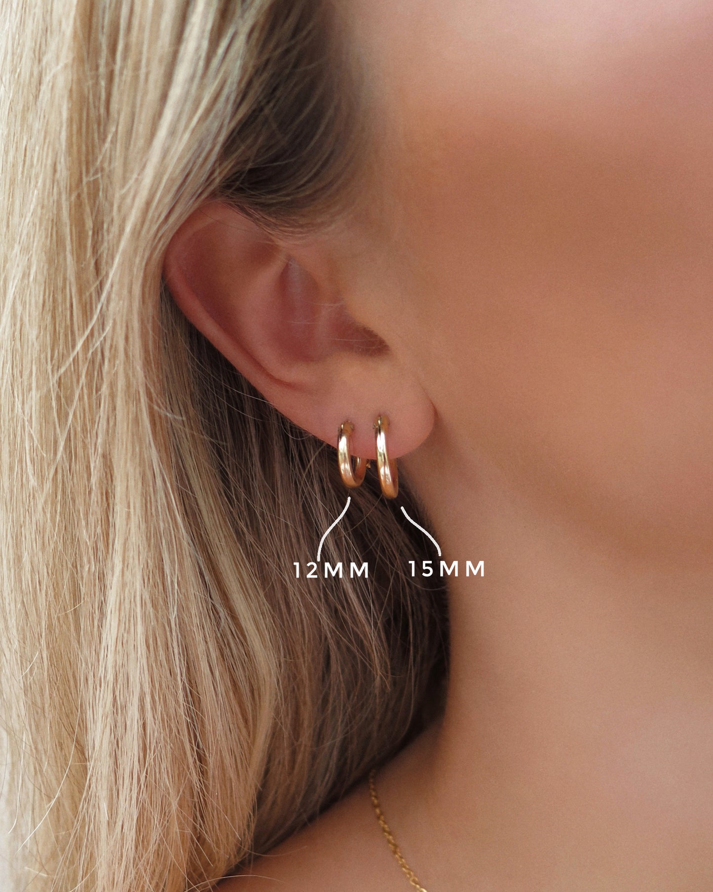 Double Heart Thick Hoop Earrings - 14k Yellow Gold Fill
