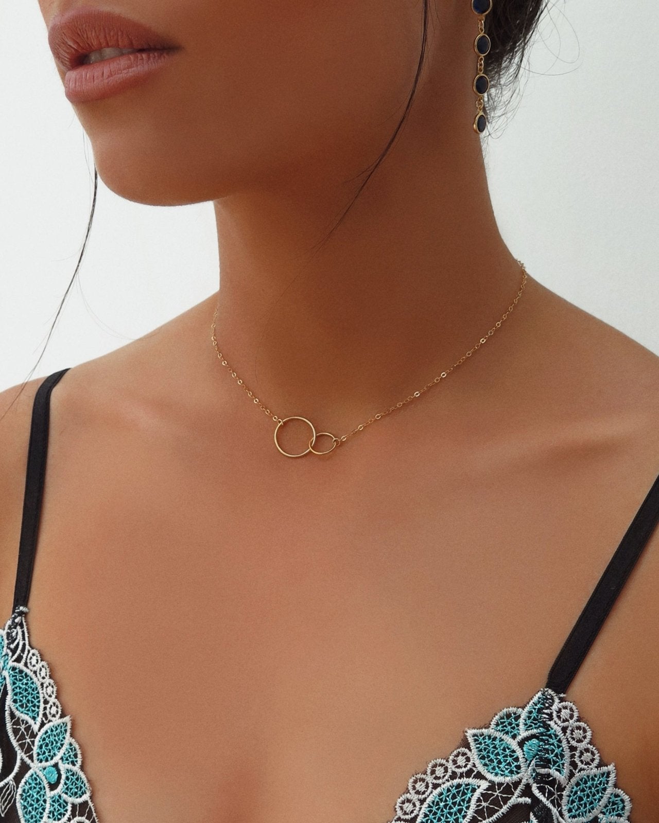 INTERLOCKING CIRCLES NECKLACE - The Littl - 14k Yellow Gold Fill - Deluxe Chain