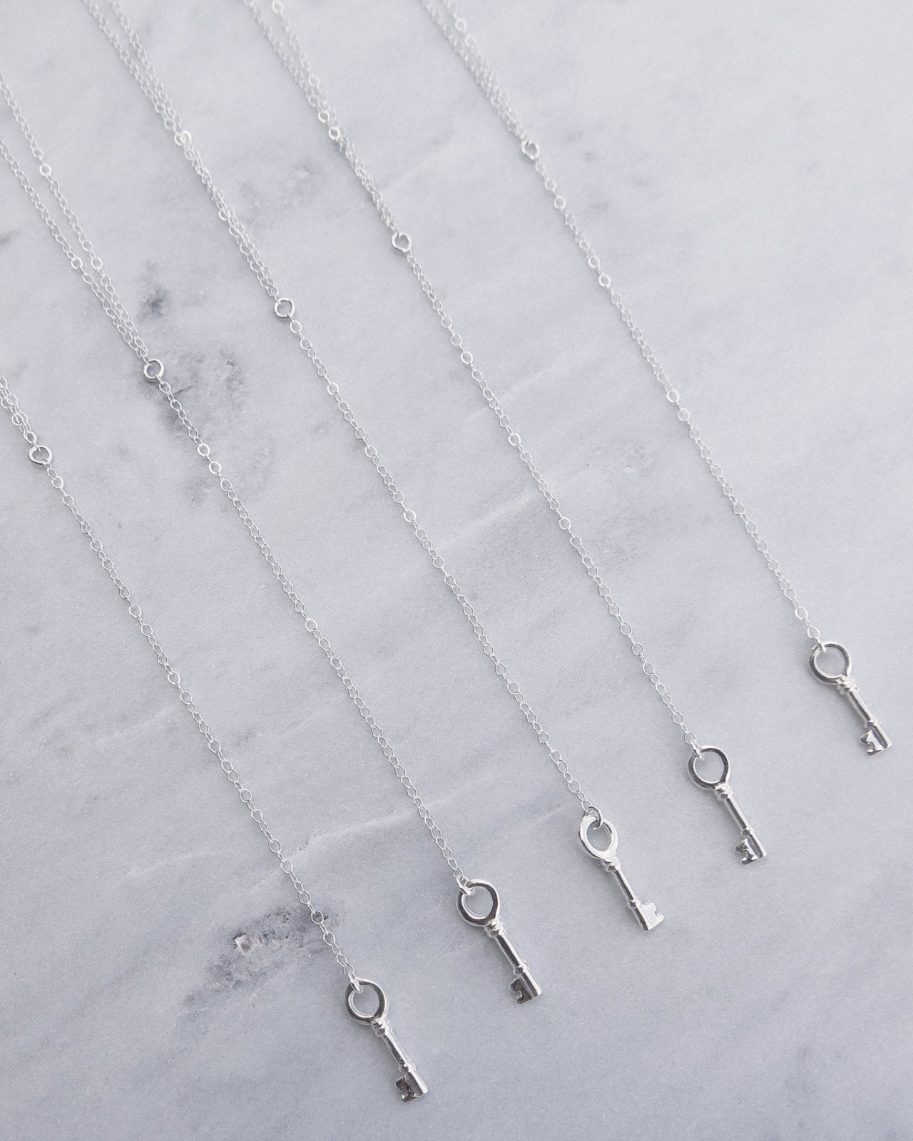 Load image into Gallery viewer, KEY DROP NECKLACE- Sterling Silver - The Littl - Deluxe Chain - 39cm
