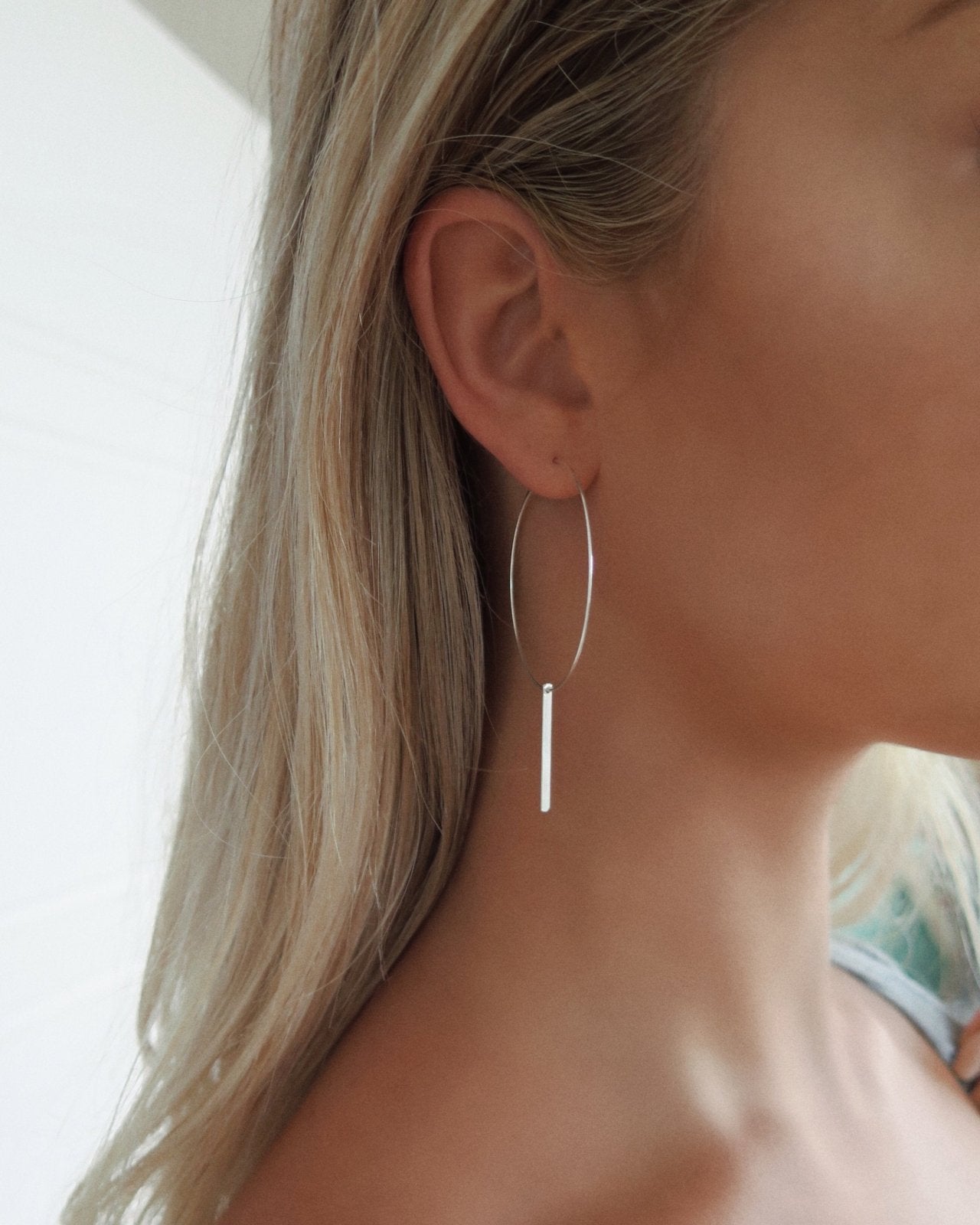 Large Bar Hoop Earrings