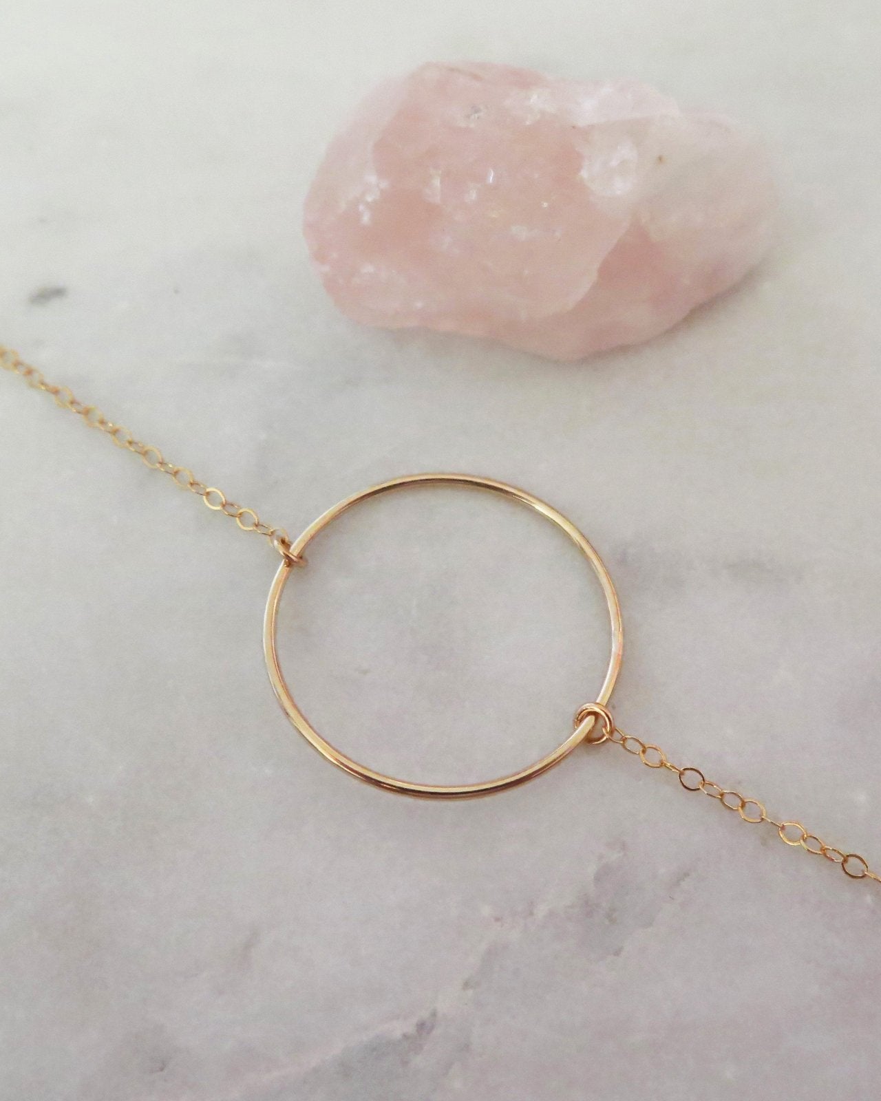 LARGE CIRCLE NECKLACE- 14k Yellow Gold - The Littl - Deluxe Chain - 37cm (choker)