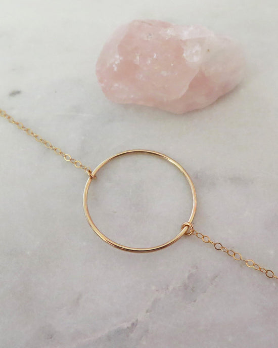 Load image into Gallery viewer, LARGE CIRCLE NECKLACE- 14k Yellow Gold - The Littl - Deluxe Chain - 37cm (choker)
