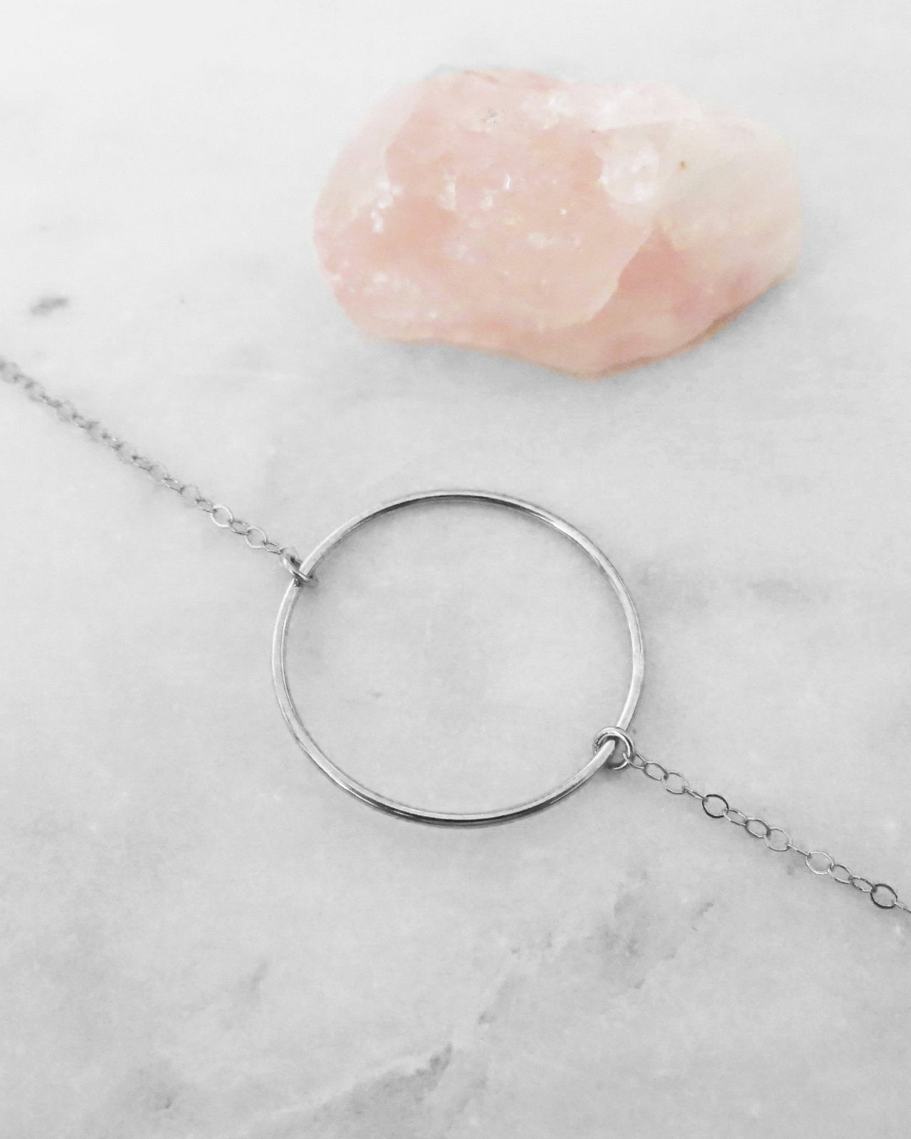 LARGE CIRCLE NECKLACE- Sterling Silver - The Littl - Deluxe Chain - 37cm (choker)