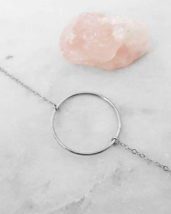 LARGE CIRCLE NECKLACE- Sterling Silver - The Littl - Deluxe Chain - 37cm (choker)