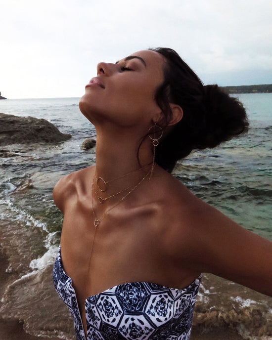 LARGE CIRCLE NECKLACE- Sterling Silver - The Littl - Deluxe Chain - 37cm (choker)