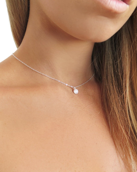 LARGE CZ NECKLACE- Sterling Silver - The Littl - Deluxe Chain - 37cm (choker)