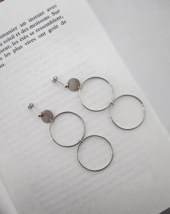 LARGE DOUBLE CIRCLE EARRINGS- Sterling Silver - The Littl - -