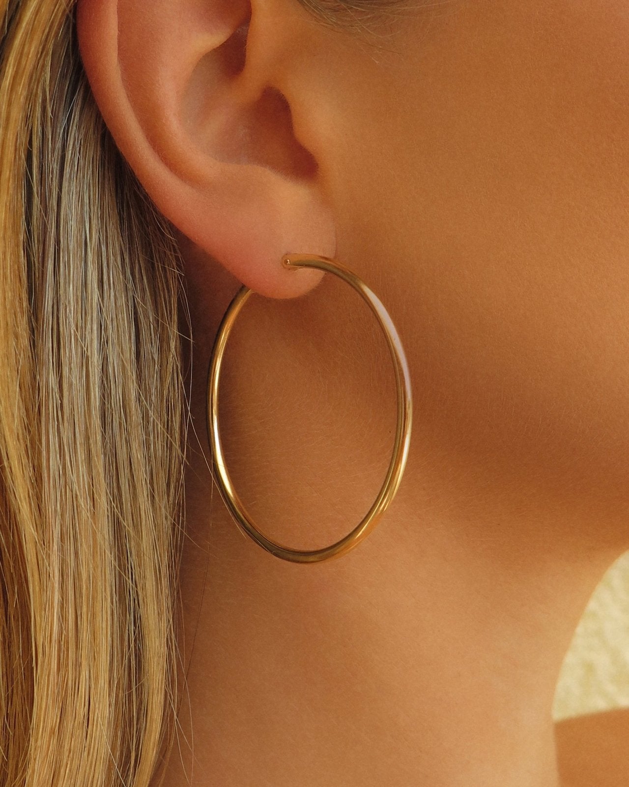 Solid gold large clearance hoop earrings
