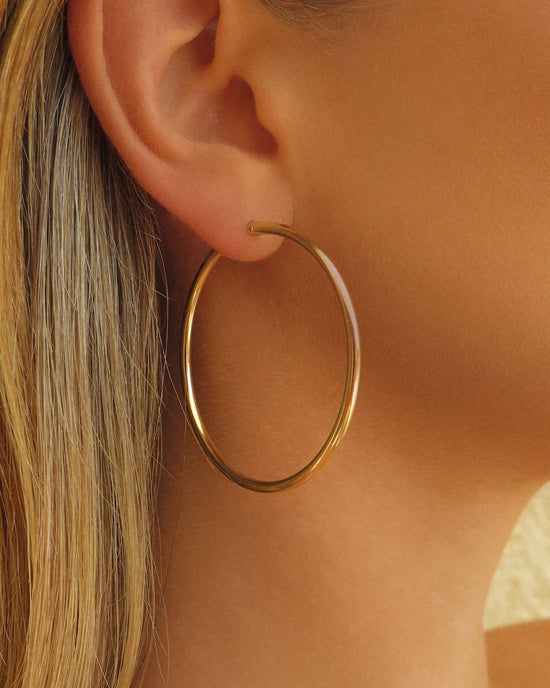 Load image into Gallery viewer, LARGE HOOP EARRINGS - The Littl - Sterling Silver - 50mm
