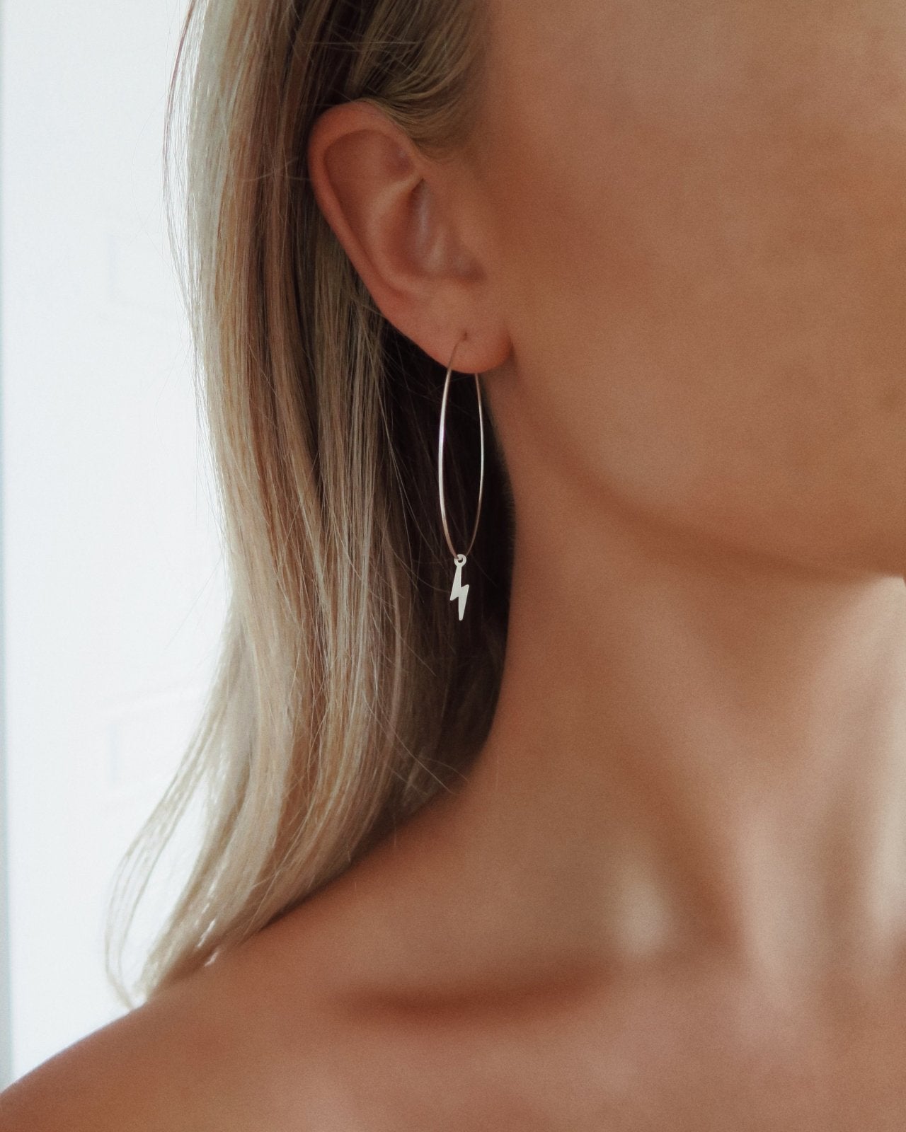 LARGE LIGHTNING BOLT HOOP EARRINGS The Littl - Main Image