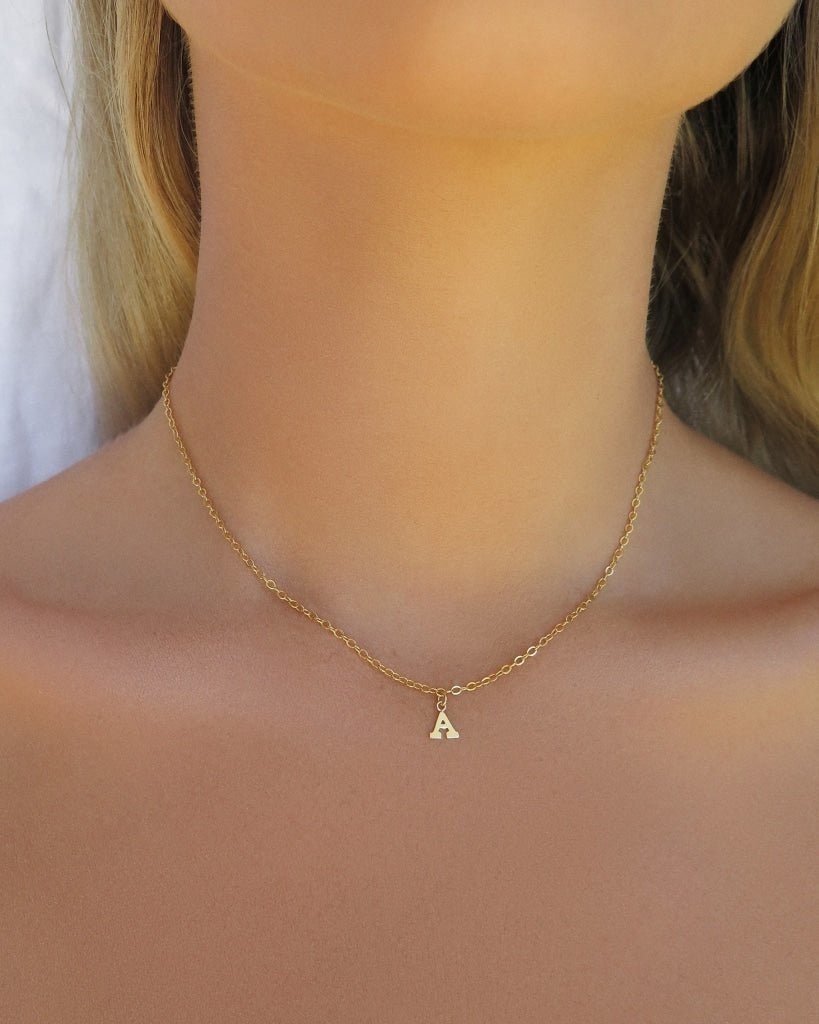 LETTER NECKLACE- 14k Yellow Gold - The Littl - Deluxe Chain - 14k Yellow Gold Fill